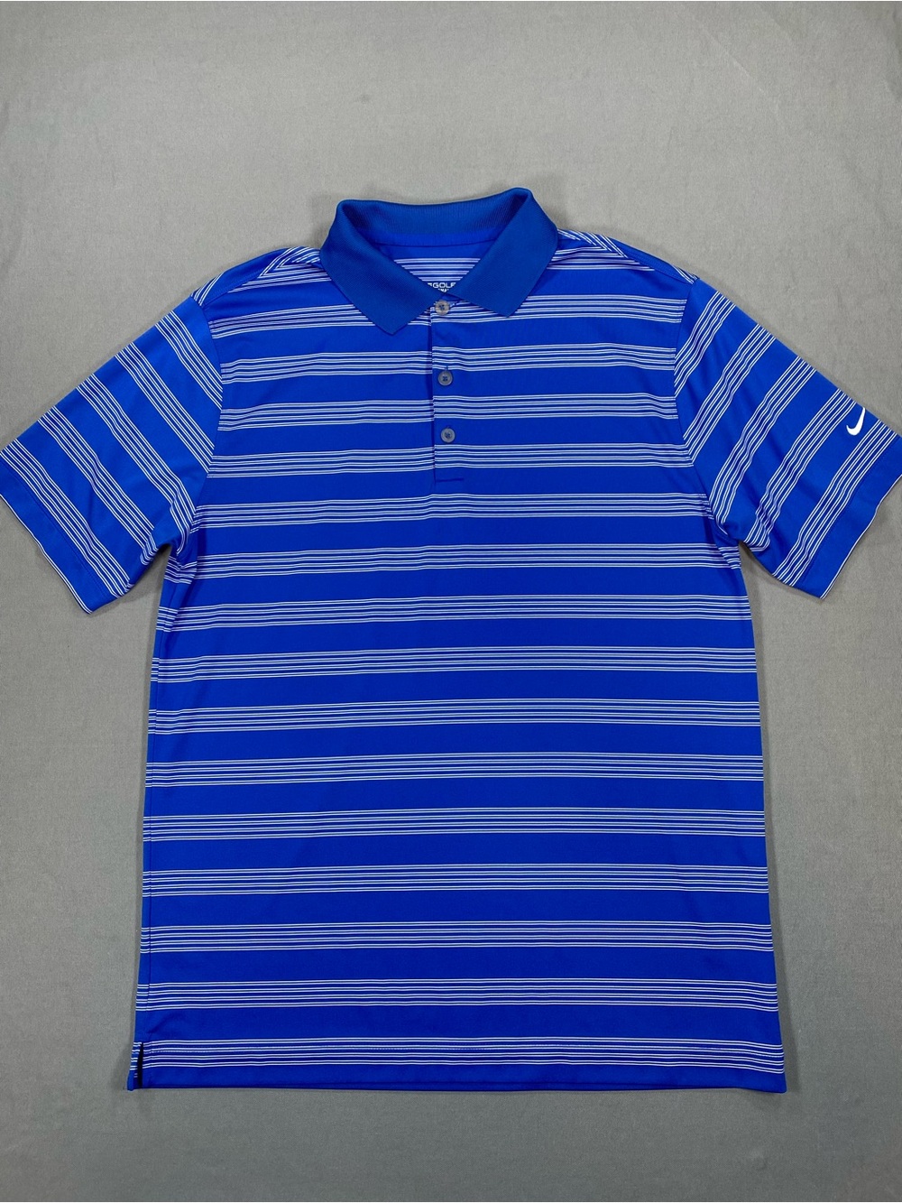 Nike Golf Dri-Fit Blue & White Horizontal Stripe Polo
